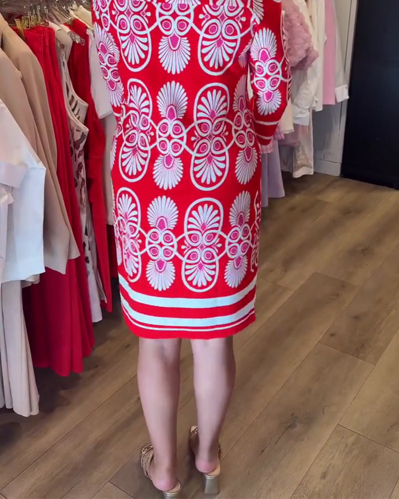 Robe Col V Imprimé Ourlet A
