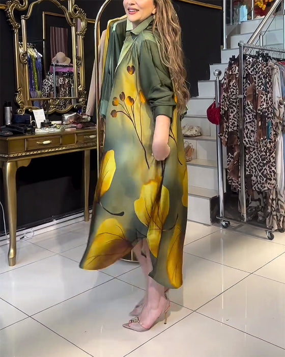 Robe à imprimé dégradé et poches à revers