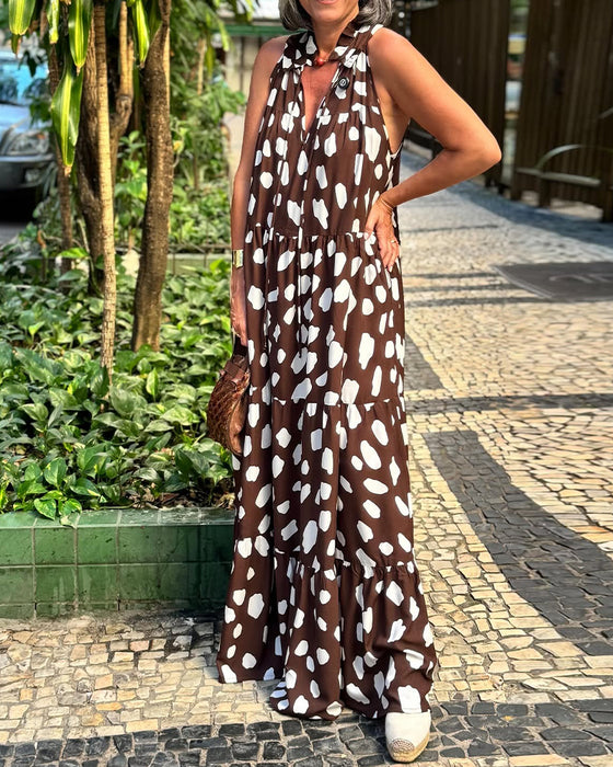 Robe Style Vacances Sans Manches Imprimé