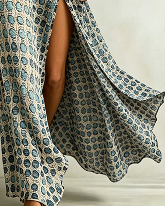 Robe Off-Épaule Polka Dot Fente