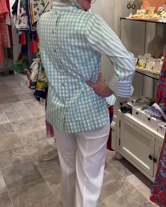 Blouse Rayée Revers Manche Trois Quarts