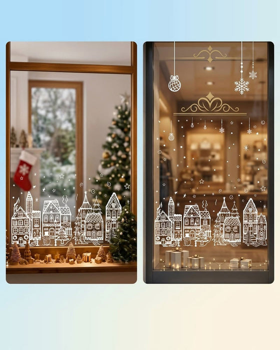 Autocollants De Fenêtre Village De Noël