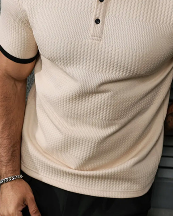 T-Shirt Homme, Décontracté, À Revers, Manches Courtes