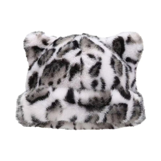 Chapeau Imprimé Léopard Peluche Oreille De Chat