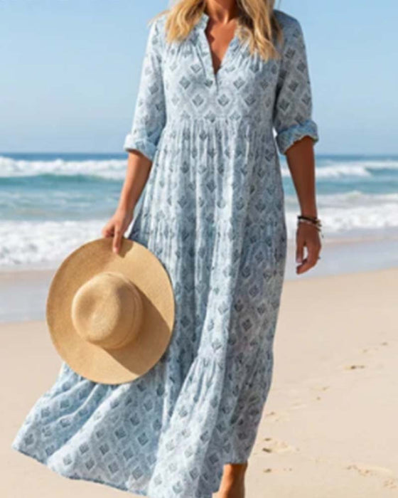 Robe Vintage Col En V Fleurie