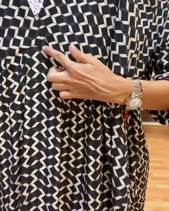 Robe décontractée à col en V et imprimé géométrique