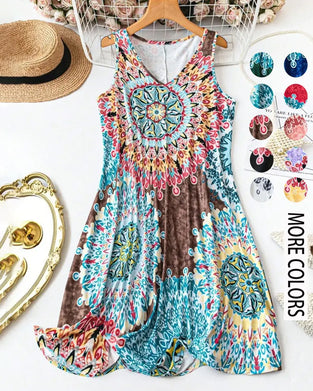 Robe Bohème Imprimé Sans Manches