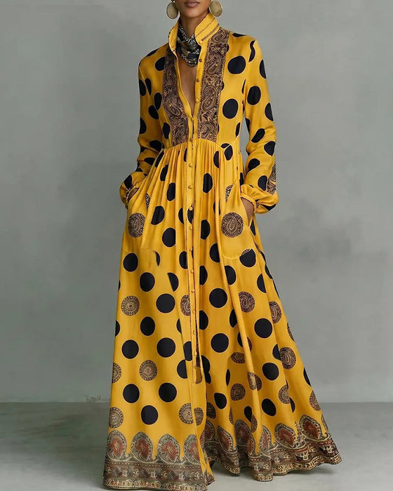 Robe Élégante Grands Pois Jupe Ample