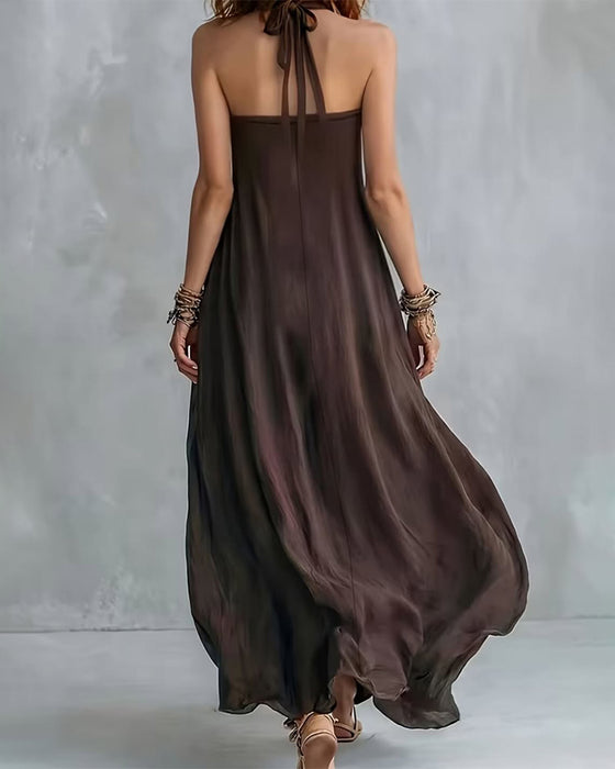 Robe Halter Drapée Premium Longue