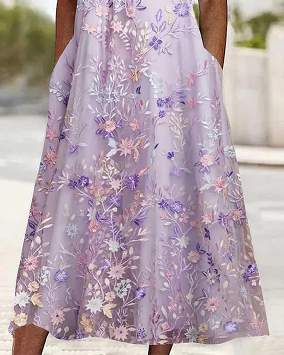 Robe Dentelle Florale Patchwork Ligne A