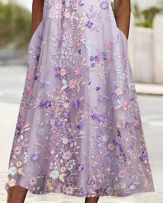 Robe Dentelle Florale Patchwork Ligne A