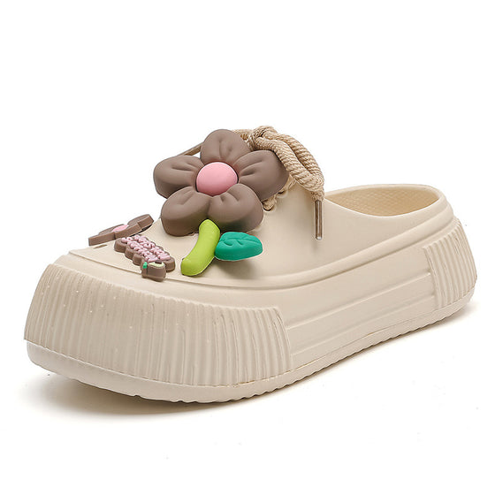 🌴 Chaussons Respirants pour Femmes avec Décoration Fleurie