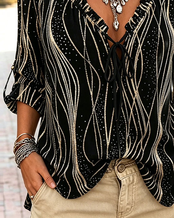 Blouse Volant Vague Col En V Attacher