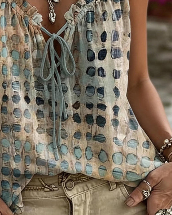 Tank Tops Polka Dot Imprimé Volant