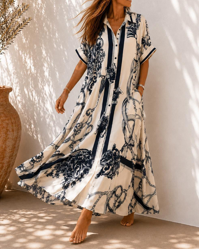 Robe Vintage Volute Revers Chemise