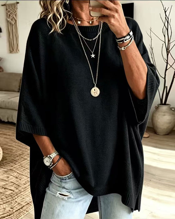 Pull Décontracté Col Rond Uni