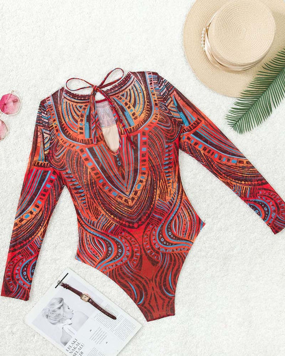 Maillot De Bain Une Pièce Manches Longues De Protection Solaire