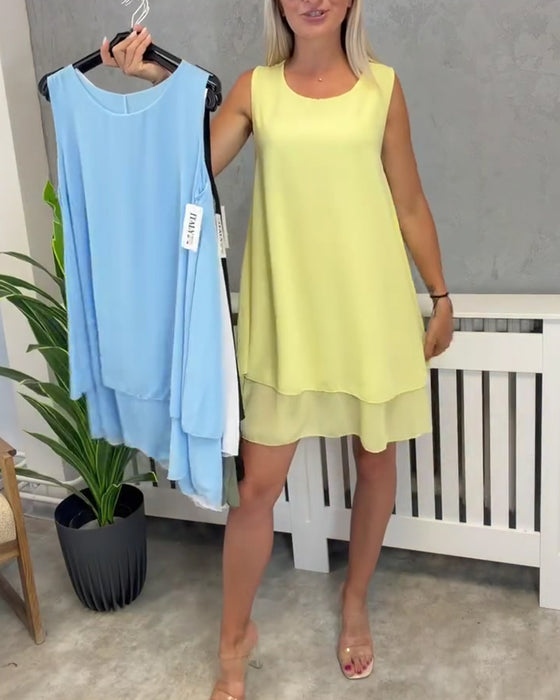 Robe Sans Manches Unie Décontractée