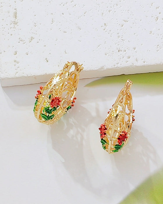 Boucles D’oreilles Vintage Fleur Créole