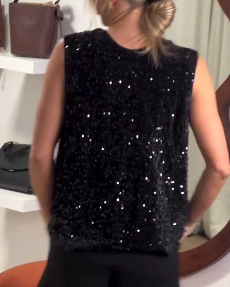 Débardeur À La Mode Nœud Paillette