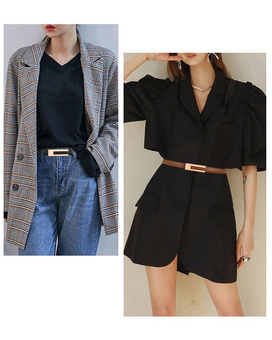 Ceinture fine simple de couleur unie rétro