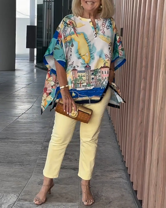 Blouse Manche Chauve-Souris Imprimé