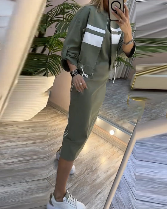 Ensemble veste décontractée sans manches et robe
