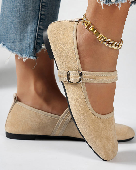 Femme Vintage Classique Élégant Bout Carré Classique Mary Jane Chaussures