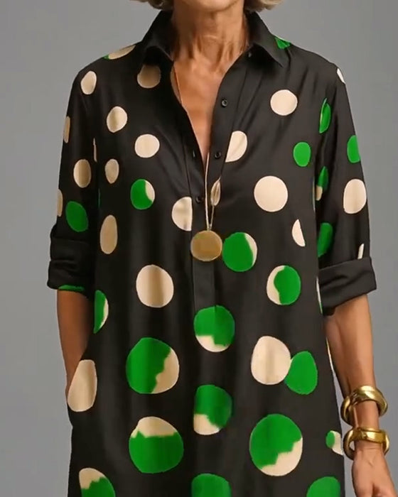 Robe Boutonnée Pois Poche