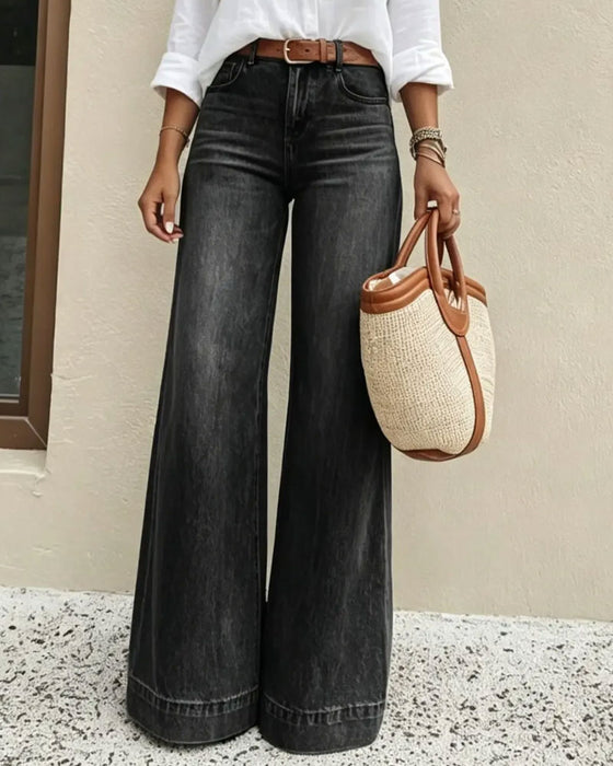 Pantalon Dégradé Jambe Large Denim