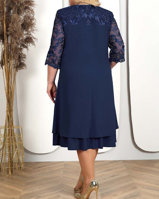 Robe décontractée ample en mousseline brodée