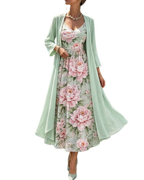 Set Imprimé Floral Robe Deux Pièces
