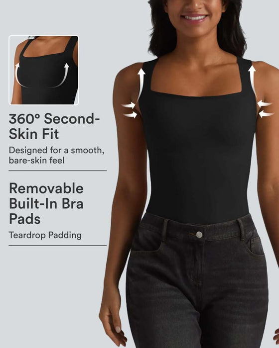 Débardeur Unie Col Carré Soutien-Gorge Intégré