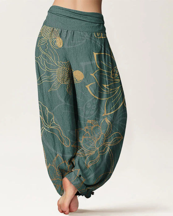 Pantalon Taille Haute Plissée Taille Harem