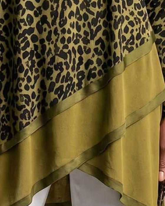 Haut Imprimé Léopard Avec Ourlet Asymétrique
