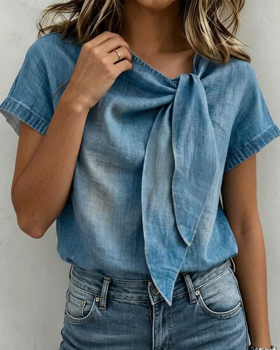 Blouse Manches Courtes À Lacets
