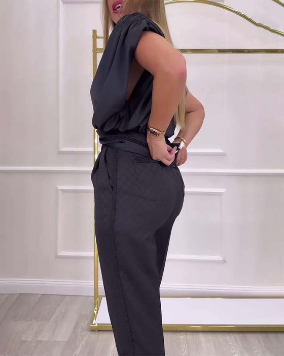 Blouse Manches Lanternes Épaule Dénudée Unie