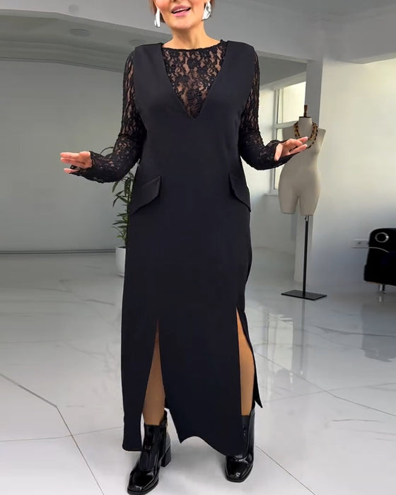 Robe Européenne Et Américaine En Dentelle Avec Fente