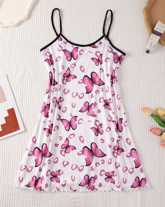 Robe De Nuit Bretelles Spaghetti Imprimé