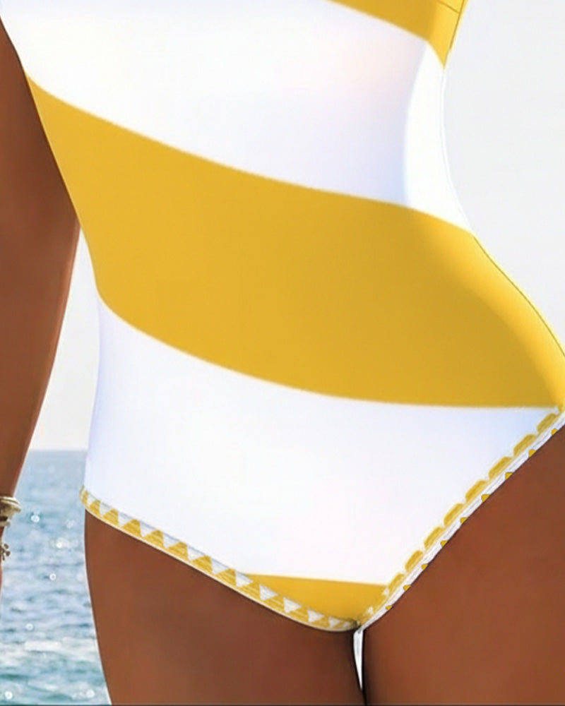 Une-Pièce à Blocs de Couleur Rayé