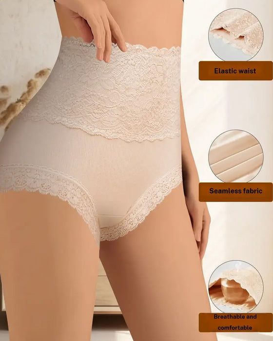 Culotte Avec Dentelle Et Contrôle Ventre Taille Haute
