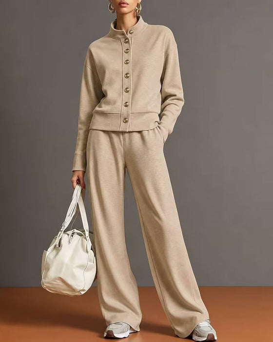 Ensemble Sweat À Capuche Bouton Pression Et Pantalon De Jogging