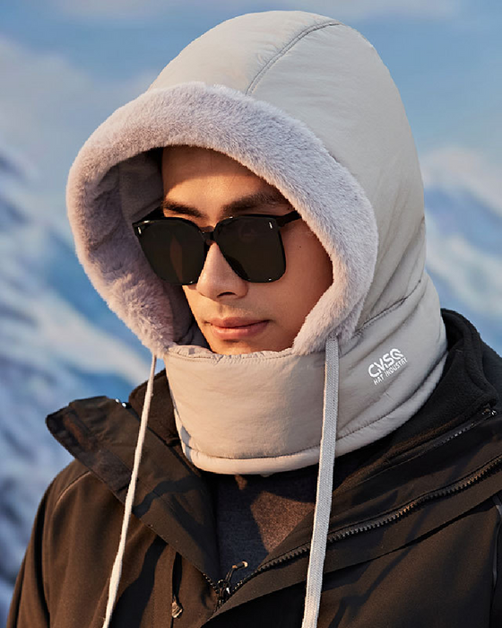 Cagoule Thermique Épaissie Doublée En Peluche Avec Masque Facial Pour Hommes Et Femmes