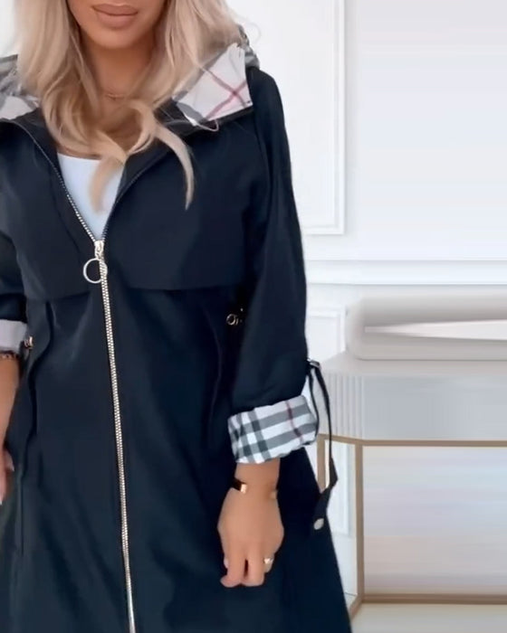 Veste Trenchcoat Avec Caractéristique Capuche