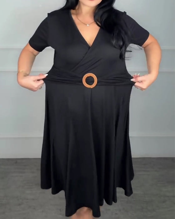 Robe Col En V Portefeuille Taille Coupe A