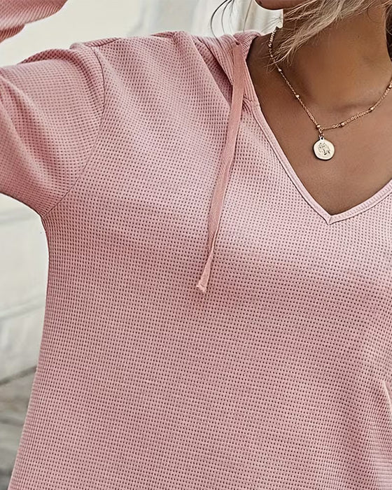 Blouse Col En V Hoodie Irrégulier