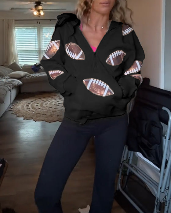 Sweat À Capuche Rugby Paillette