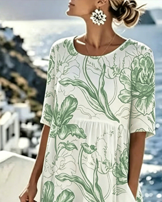Robe Demi-Manches Imprimé
