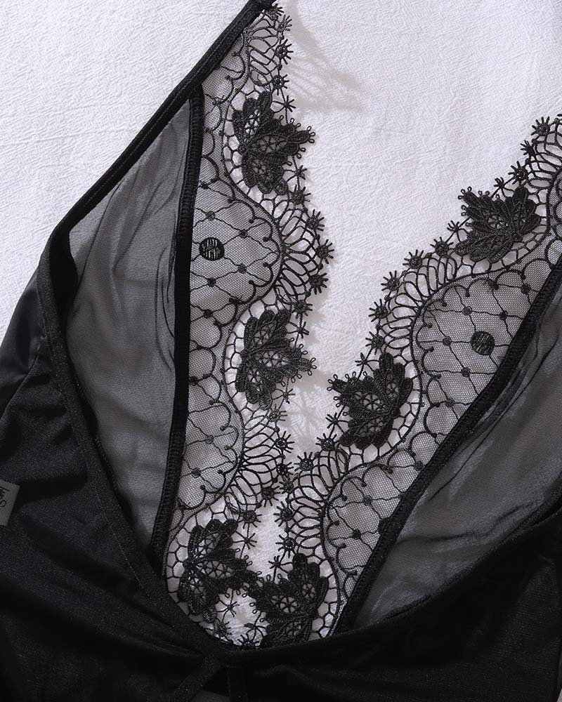 Lingerie Une-Pièce Transparente Dos Nu Avec Découpes