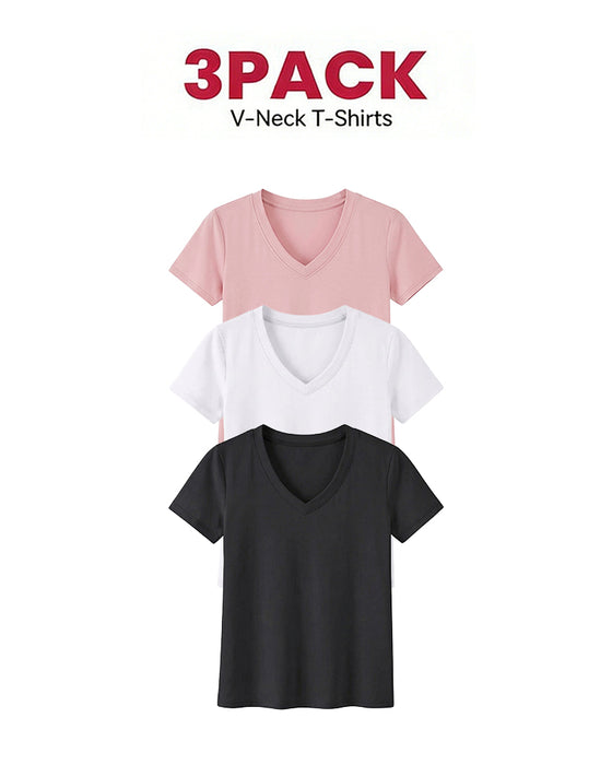 Lot De 1/3 Tees Basiques Confortables Pour Femmes